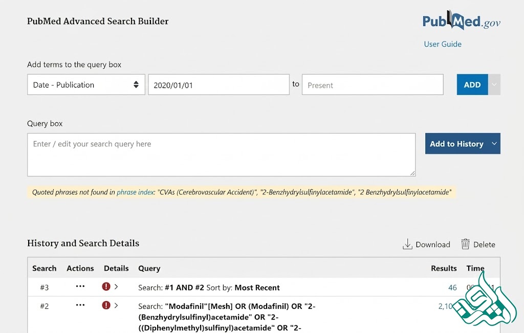 تاریخچه جستجو (Search History) در PubMed