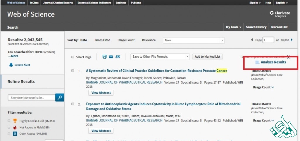  پایگاه وب‌آوساینس