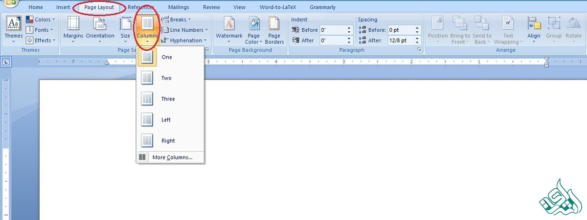 ستون بندی در Word